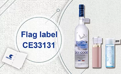 ملصق علم جديد مصمم للبضائع بالتجزئة مع سائل بالداخل